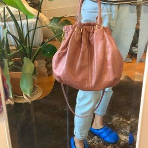 Blush pink bag cross body hobo bucket bag